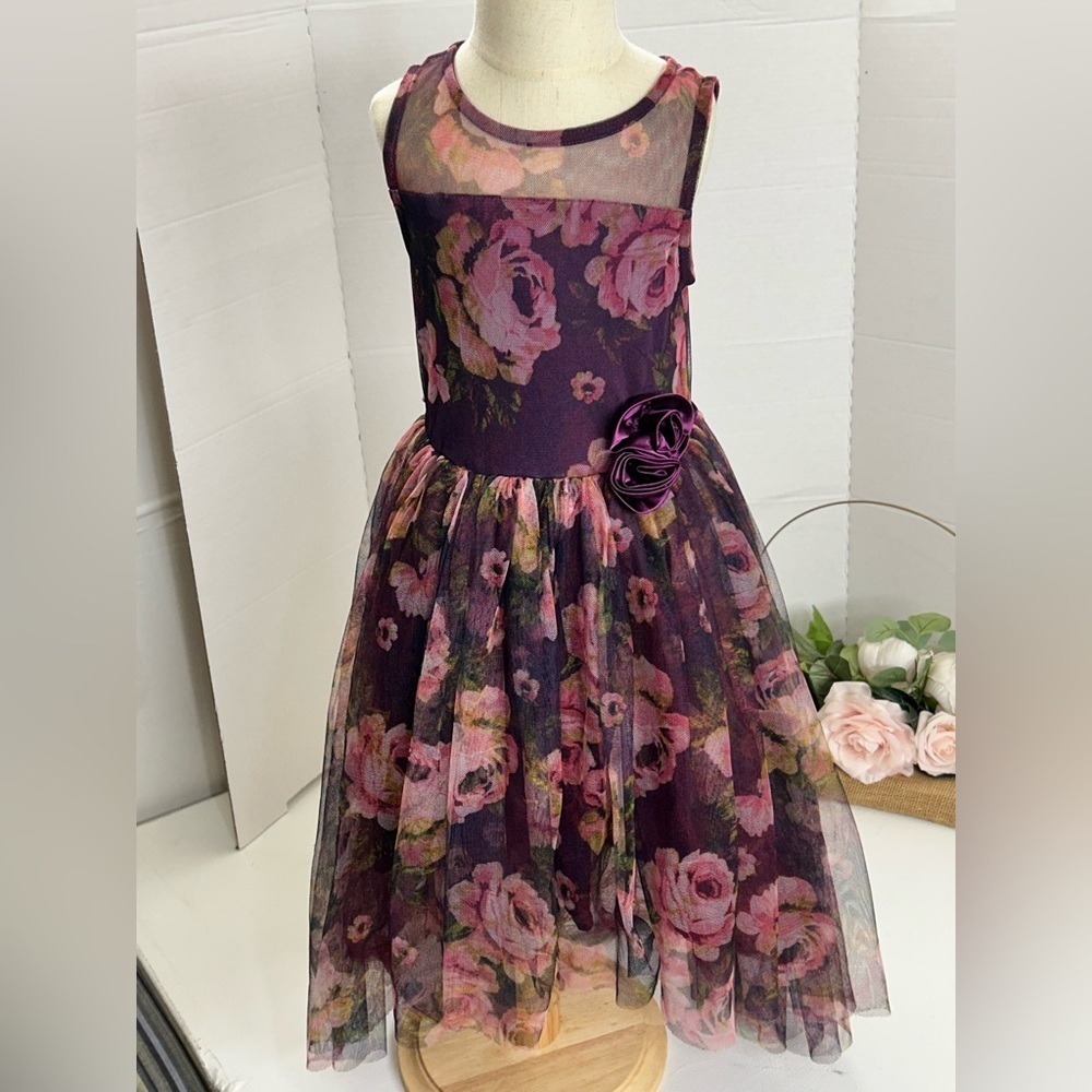 Zunie Floral Kids Dress with Purple and Pink